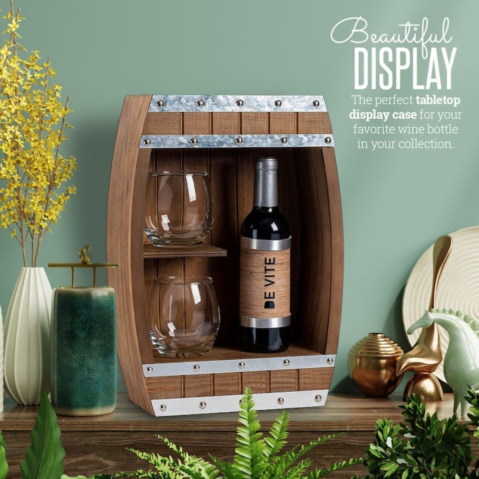 Rustic Wine rack, Pinewood Barrel Wooden Display whiskey Rack Wine Box ...