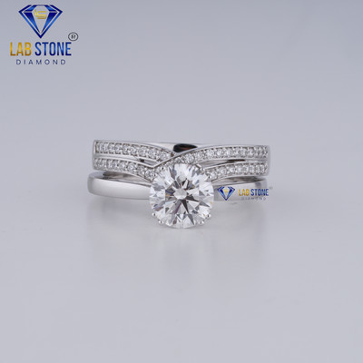 1.46 TCW Round Cut Diamond Ring by Labstone 925 silver