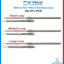 New Ear Wax Removal Curettes Billeau-Ear-Loop Stainless Steel S+M+L 3 PCS
