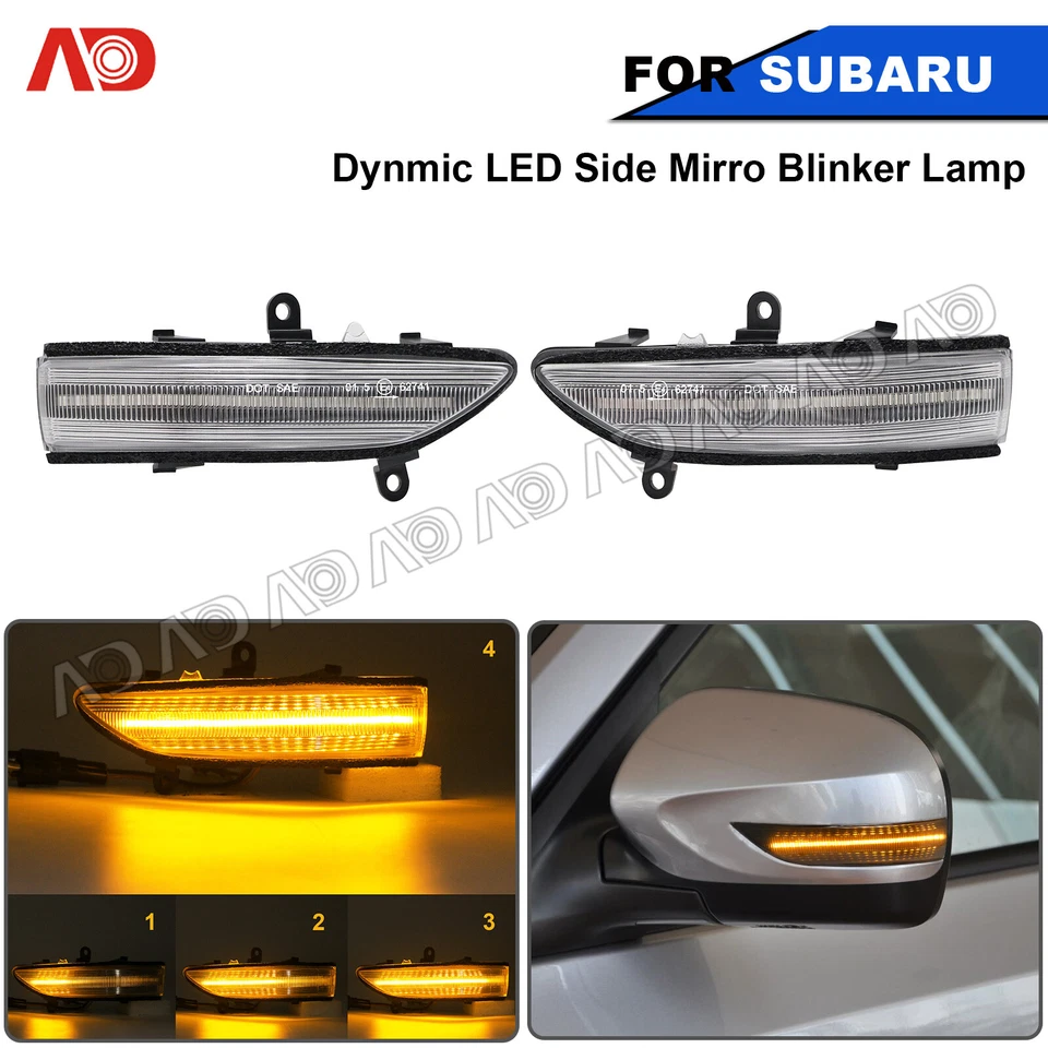 Dynamic Clear LED Side Mirror Turn Signal Light For 08-14 Subaru Impreza WRX STI - Image 2 of 4