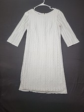 Nine West Womens White Dress 3/4 Sleeve Lace lined
