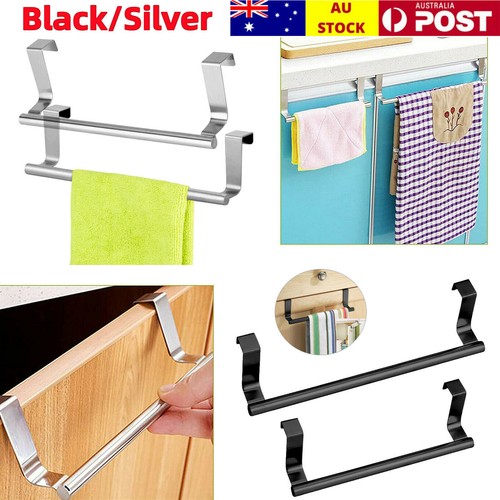 Over Door Tea Towel Holder Rack Bathroom Rail Cupboard Hanger Kitchen