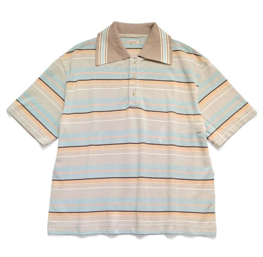 ASK availability First) KAPITAL Multi-Stripe Pique Polo with Rugby
