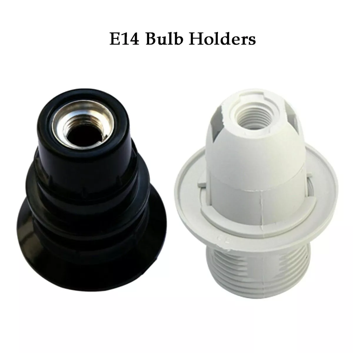 E14 Bulb Holder Screw Lamp Base Socket Black White Lamp Shade Ring