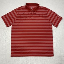 Nike Golf Tour Performance Dri Fit Polo Shirt Mens XL Red Striped Short Sleeve