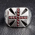 Sterling Silver Garnet Cross Biker Rings