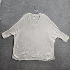 J Jill Women Top XL White Shirt Pure Jill Dolman 3/4 Sleeve V Neck Pullover READ