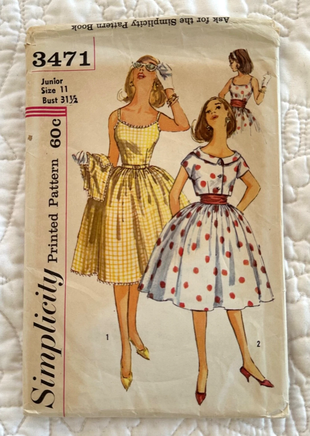 Vtg 1950s Party Dress Jacket Set w/Cummerbund Sewing Pattern Simplicity 3471 XS