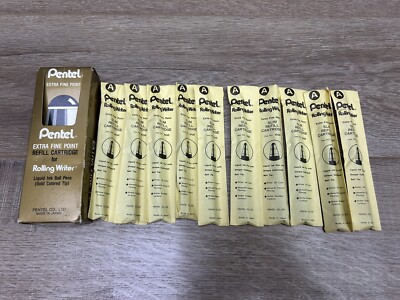 Pentel Rolling Writer Gold Tip Extra Fine Point Refill Cartridges Lot Of 10