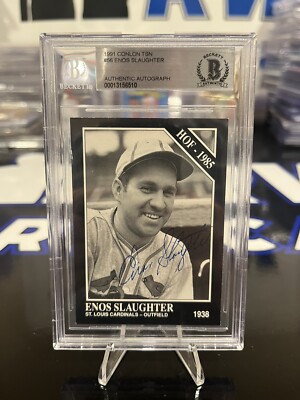 1991 Conlon TSN #56 Enos Slaughter Auto BGS Authentic