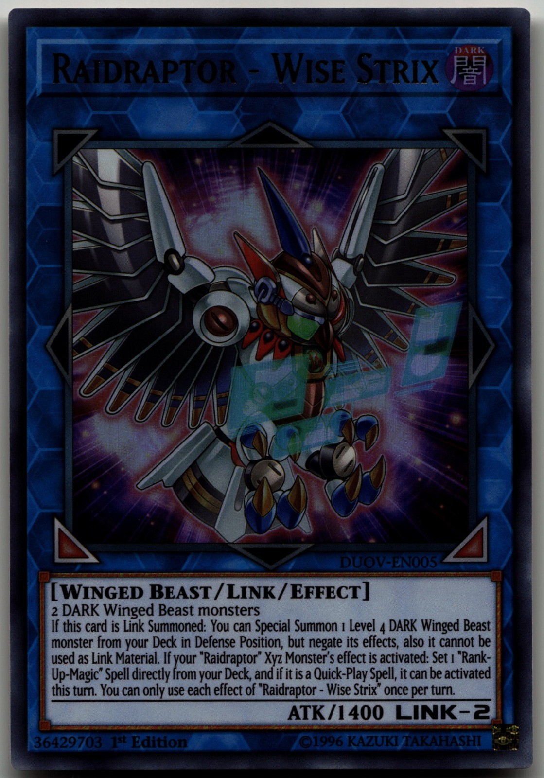 Raidraptor - Wise Strix Ultra Rare Duel Overload DUOV-EN005 LP