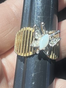 Ana Bekoach Ring Butterfly Size 9 Opal Gemstone & CZ 18k THGE Electroplated