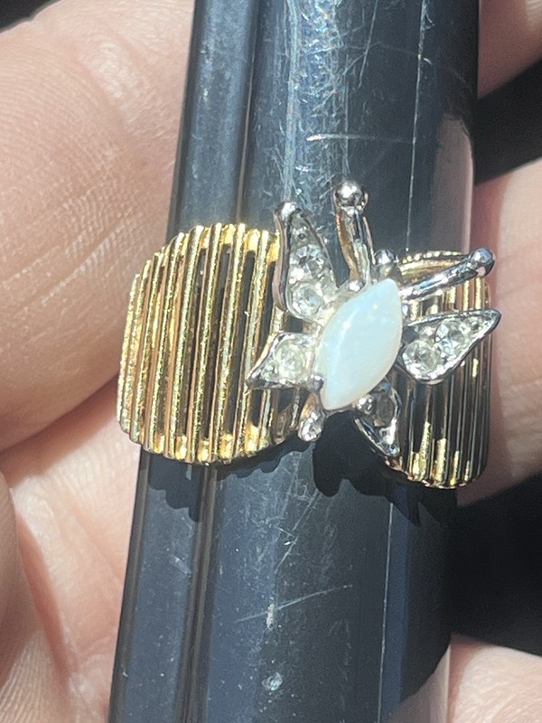 Ana Bekoach Ring Butterfly Size 9 Opal Gemstone & CZ 18k THGE Electroplated