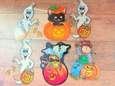 Vintage Set Of 6 Halloween Color Cling Ghost ...