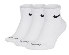 Nike 3-Pairs Dri-Fit Ankle Socks (White) Womens 6-10, Mens 6-8 Youth 5Y-7Y