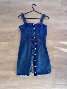 volcom denim dress Volcom Women's Stone Step Zip Front Denim Dress, Jasper Blue at Amazon Women's Clothing store