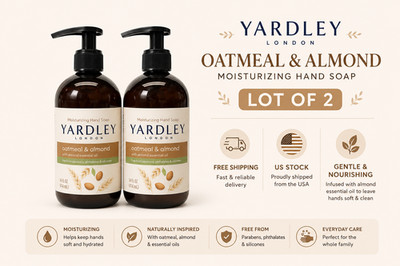 Lot of 2 Yardley Oatmeal Almond Moisturizing Liquid Hand Soap 14 Fl Oz Each