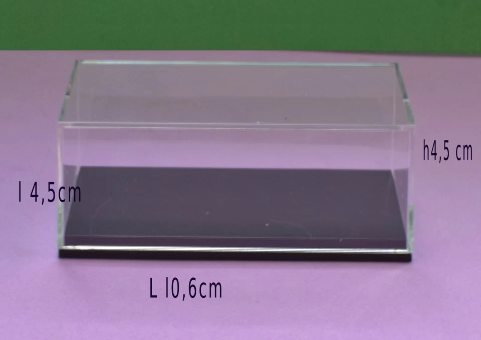 Boite cristal pour petite voiture 1/43 ou 1/64 3.inch lot de 2 avec support noir - Photo 1/1