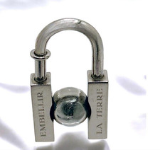 HERMES Charm Cadena Earth Padlock Silver Tone 2001 Limited Edition No Box