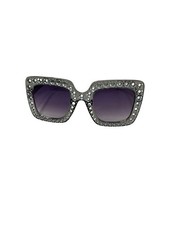 NEW womens fashion accessory SUNGLASSES grey rhinestones gems bling plastic