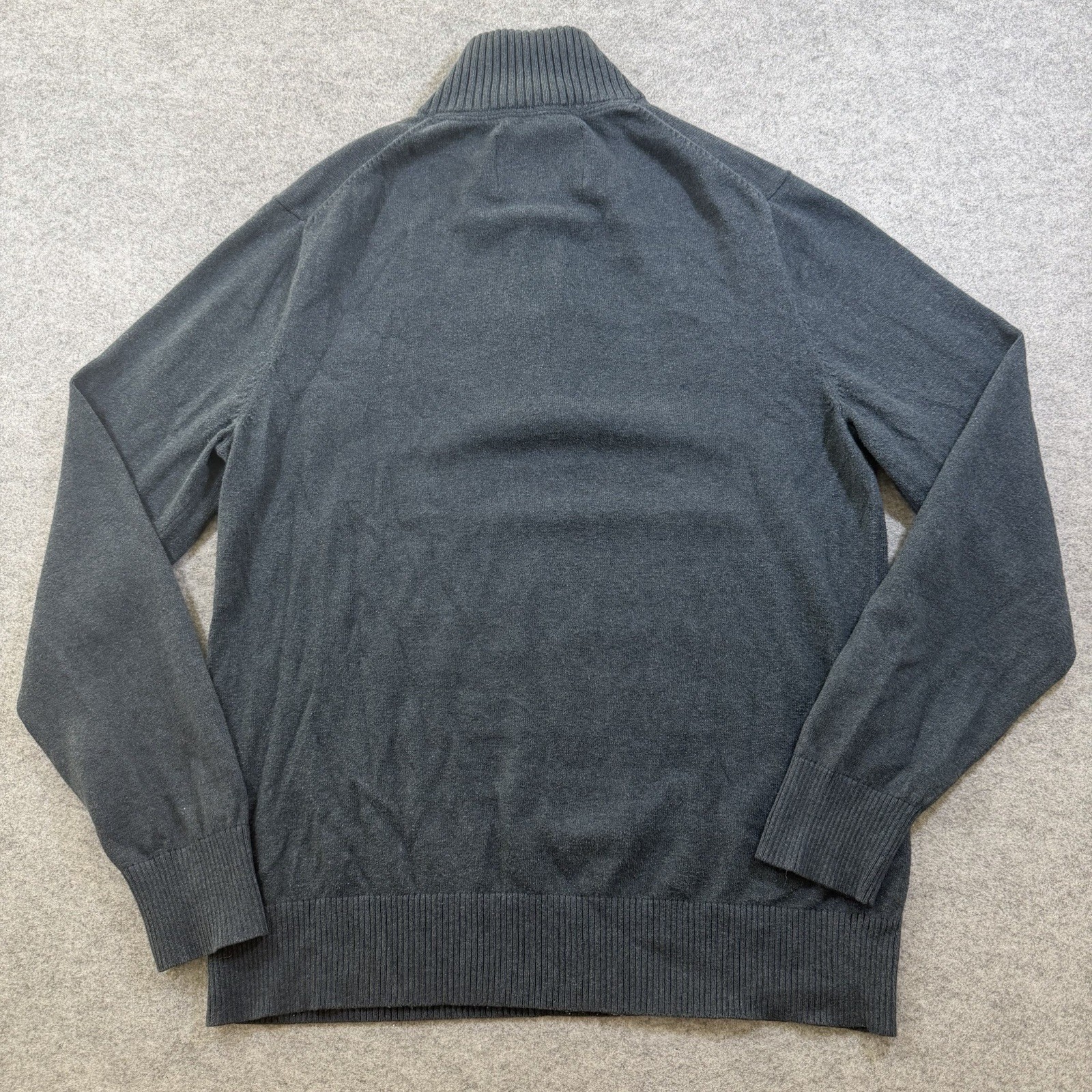 Eddie Bauer 1/4 Zip Sweater Mens M Blue Cashmere Blend Ribbed Knit Preppy thumbnail 2