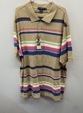 Daniel Cremieux Classics Men's Tan Multi-Stripe Cotton Polo Shirt NWT Sz 2XT