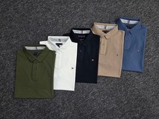 Tommy Hilfiger Men’s Slim Fit Cotton Polo Shirt Short Sleeve Logo Colors Sizes