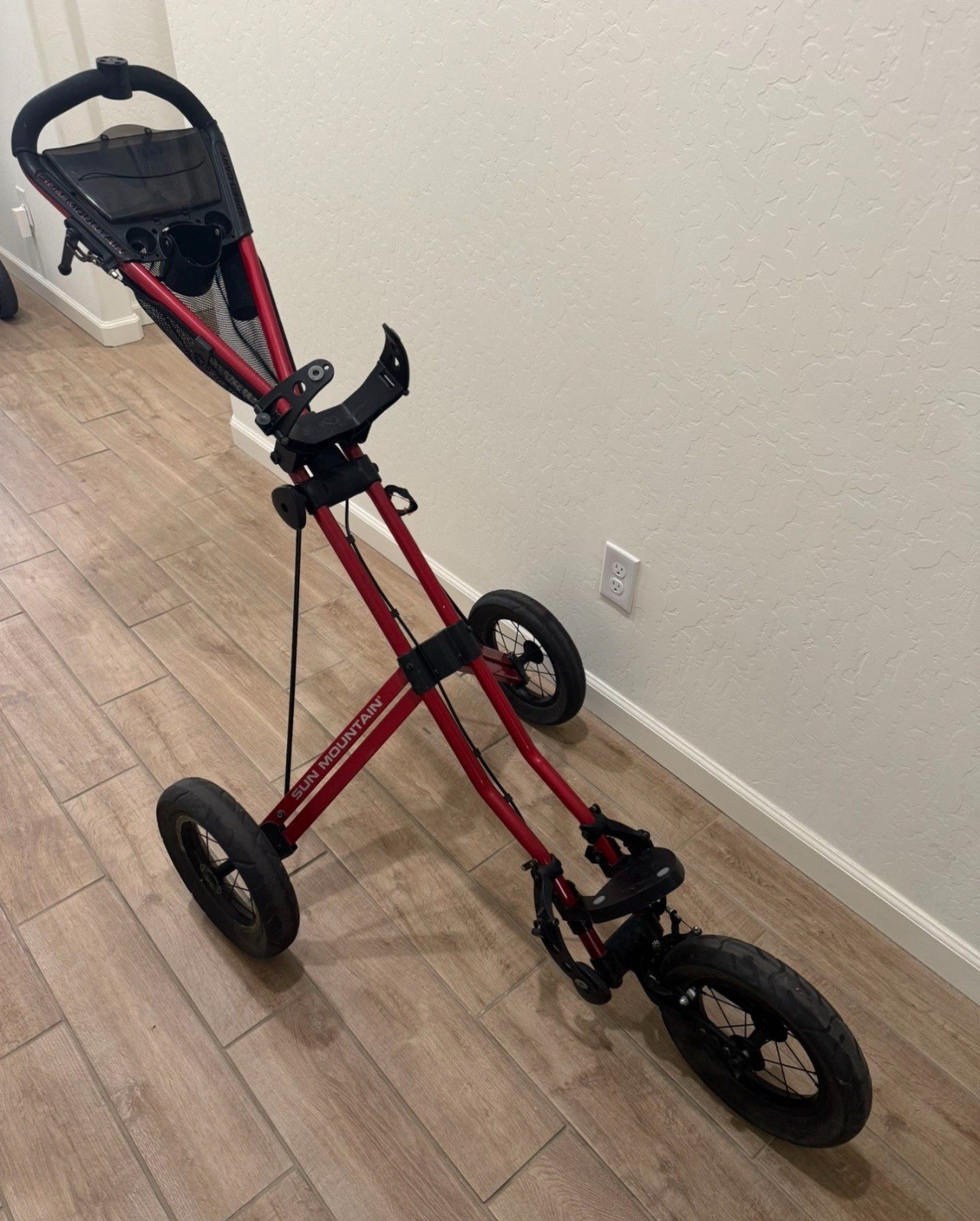 Sun Mountain Speed Cart V1 Golf Folding 3 Wheel Brake Push Pull Cart Red