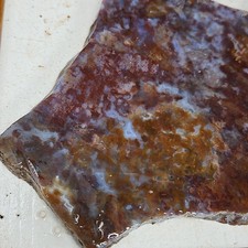 Cathedral agate slab, spectacular red, gold & blue colors 9 1/2" x 5 3/4" x 1/4"