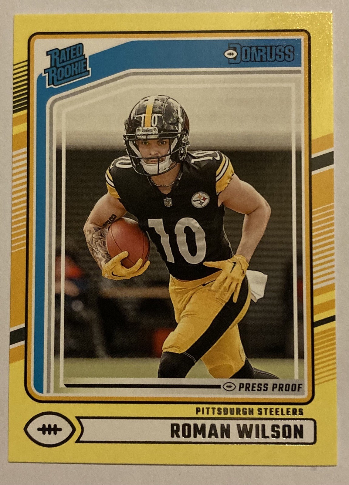ROMAN WILSON 2024 Donruss RR PRESS PROOF YELLOW #348 PITTSBURGH STEELERS Mint