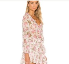 LOVE SHACK FANCY Women's Popover Rose Silk Tiered Floral-Print Georgette Dress 