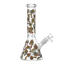 10 Inch Colorful Mushroom Beaker Bong Glass Bongs Water Pipe Hookah 14MM