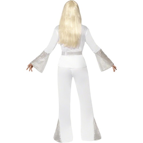 Costume da ballo Schlager donna anni 70 bianco S 36/38 costume da ballo donna costume da discoteca - Foto 3 di 3