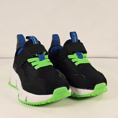 Reebok Zig N Glow Kids Sneakers Black Neon Green Blue 30106TBKM Size 5 Toddler