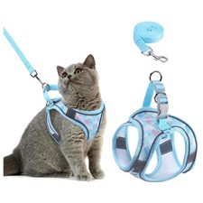 Katzengeschirr Set mit Leine - verstellbar, reflektierend, Weich, XS