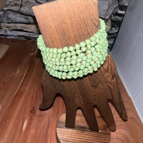 Natural Stone, Peridot Beaded Wrap Cuff Bracelet