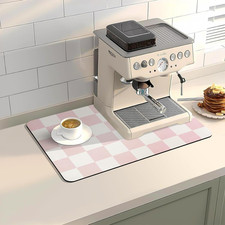 Super Absorbent Dish Drying Mat, 12"X19", Non-Slip Rubber Back, Pink Checkered