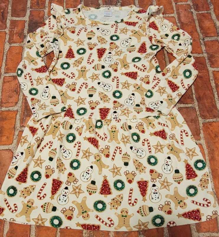 Gymboree Girls Christmas Cabin Cookie Ruffle Dress Sz 7