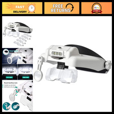 Hands-Free Magnifying Glass with LED Lights - 1X to 14X Zoom Headset for Reading
