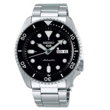 New Classic Seiko 5 Sports Automatic Black Dial Stainless Steel Mens Watch Gifts