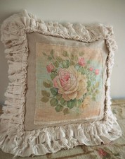 Funda de almohada French Country Shabby Chic - Estampados de rosas con volantes decoración de granja