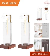 2 Pack Incense Holder Wooden Glass Metal Ash Catcher for Meditation Yoga