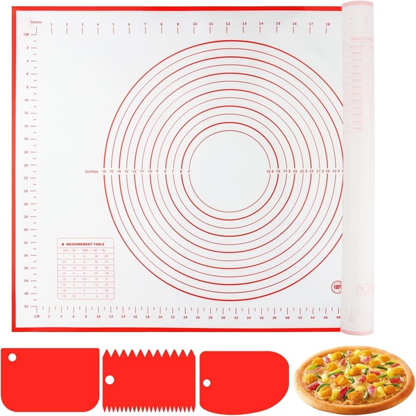 Silikon Backmatte 60X40 Cm Rutschfest Antihafte Mit Teigschneider Rot PläTzchen-image