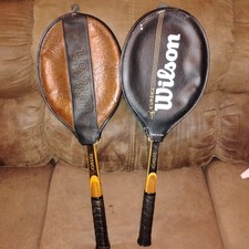 2 Vintage Wooden Wilson Advantage Wood Tennis Racquets Covers
