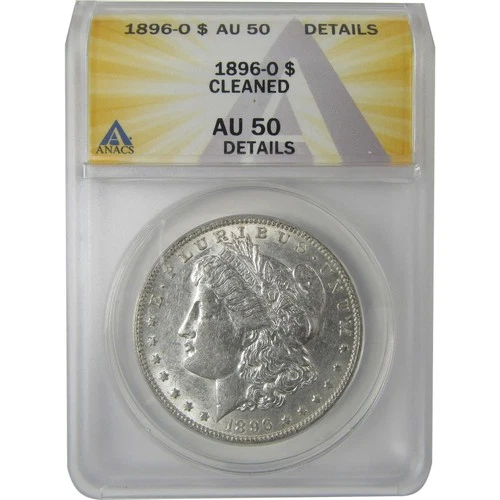 1896 O Morgan Dollar AU 50 Details ANACS Silver $1 Coin SKU:I18949