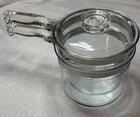 Vintage Pyrex Flameware Clear Glass Double Boiler Pots With Lid 1.5 Qt 6283