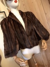 VINTAGE 40s 50s REAL FUR CAPE MINK STOLE THEATRE RETRO EVENING PARTY ONE SIZE