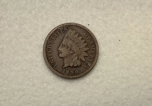 1890 Indian Head Penny #2879 Brave named Prickly Flower, Very-Good *FREE S/H*