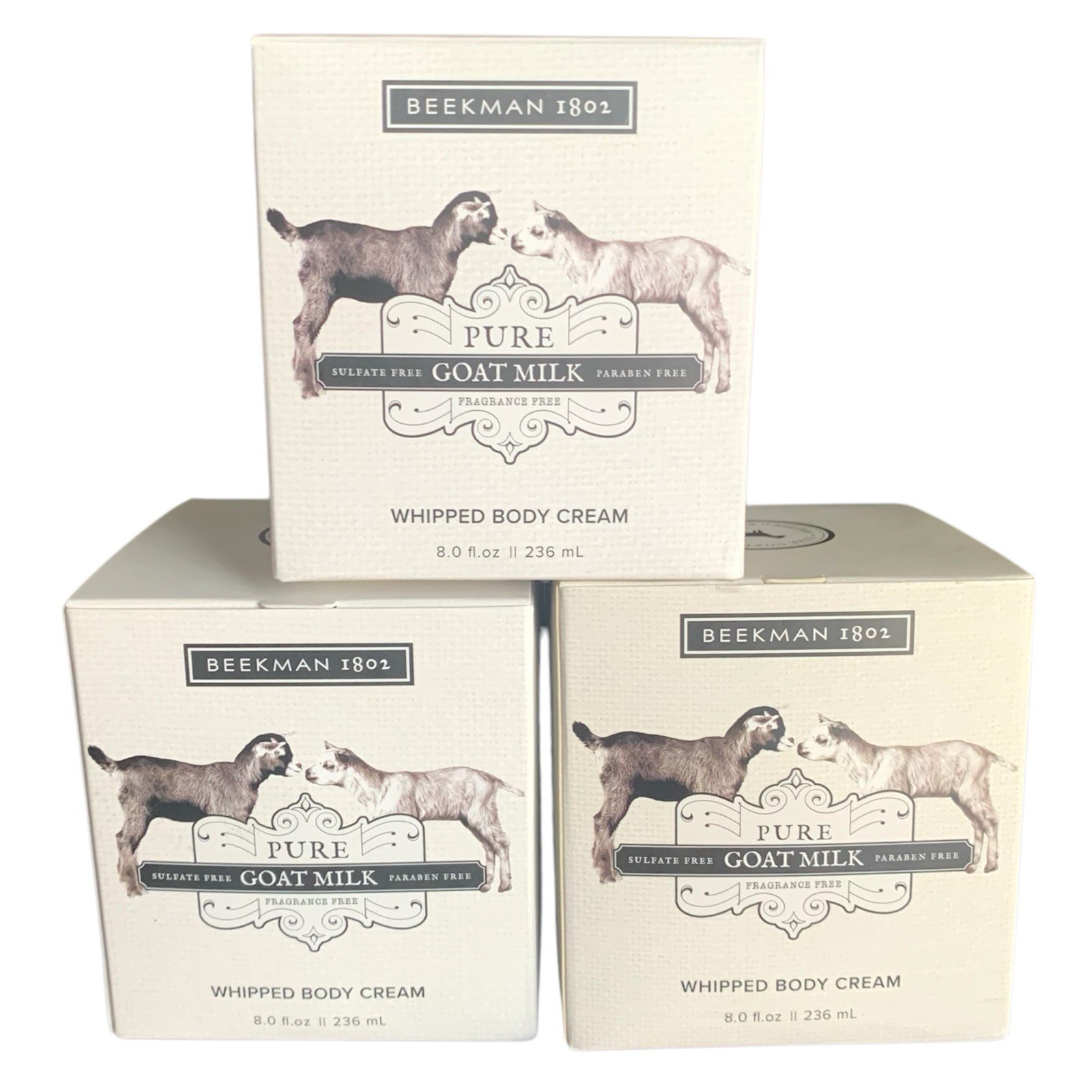 Beekman 1802 Pure Goat Milk Whipped Body Cream 8oz New In Box 3-Pack