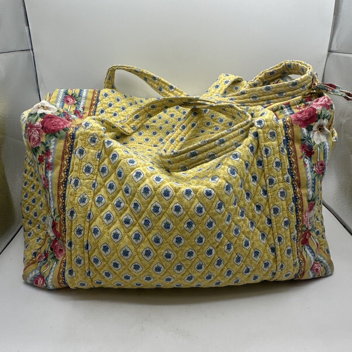 Vtg Vera Bradley Medium Duffle Tote ELIZABETH Pattern Yellow